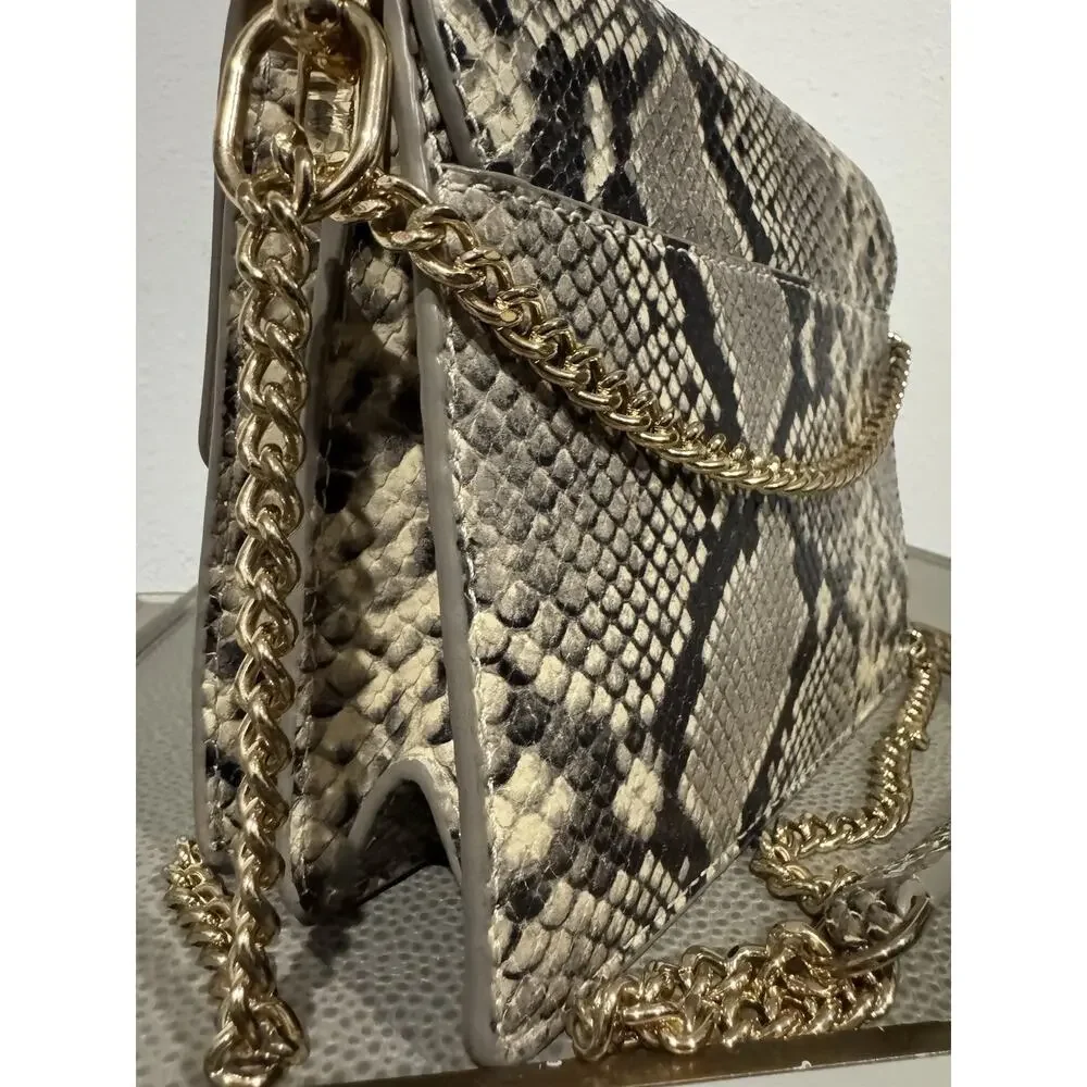 Tory Burch Python Snakeskin Print Leather flap crossbody or hand bag